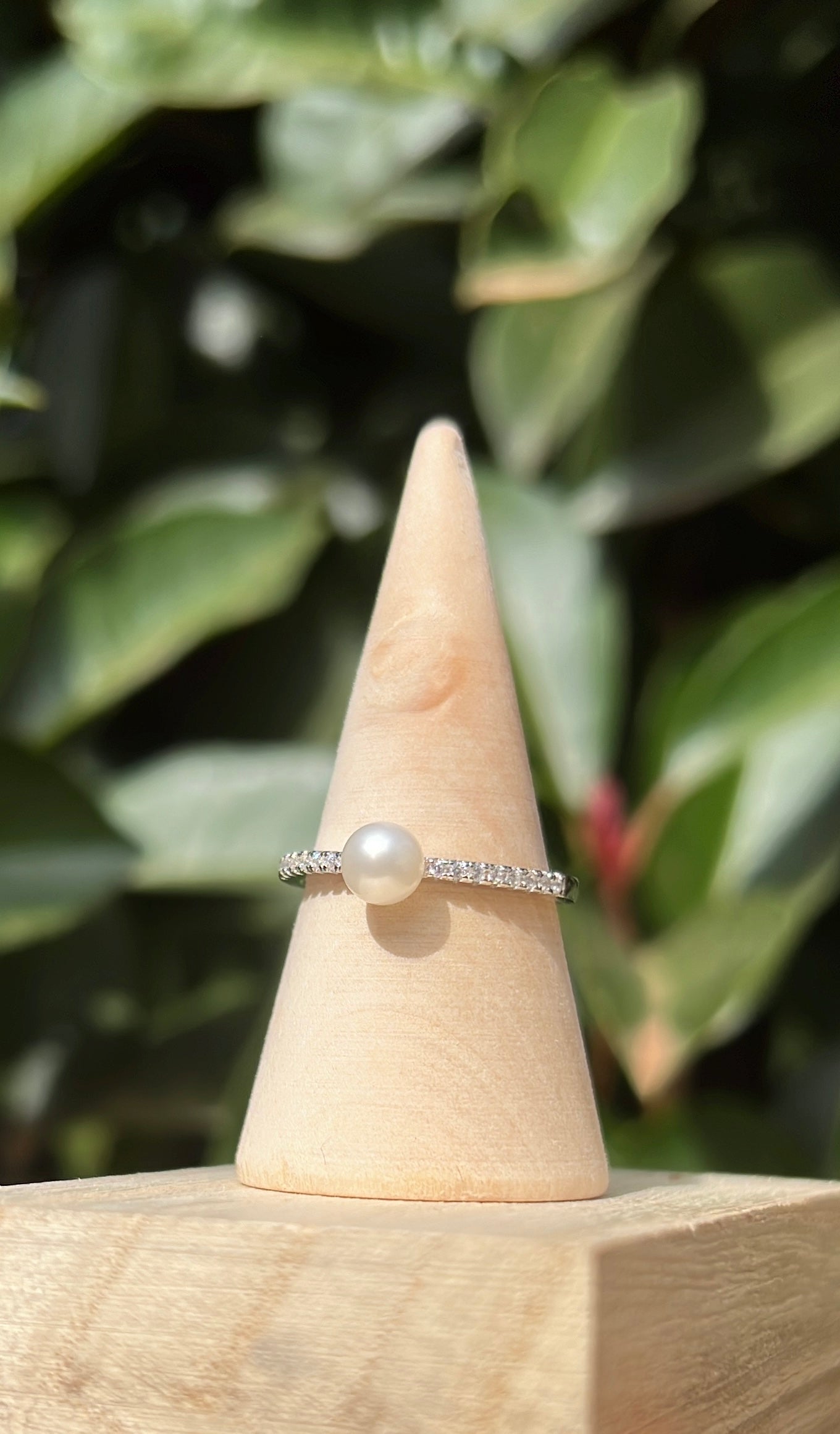 Natural pearl silver ring wedding