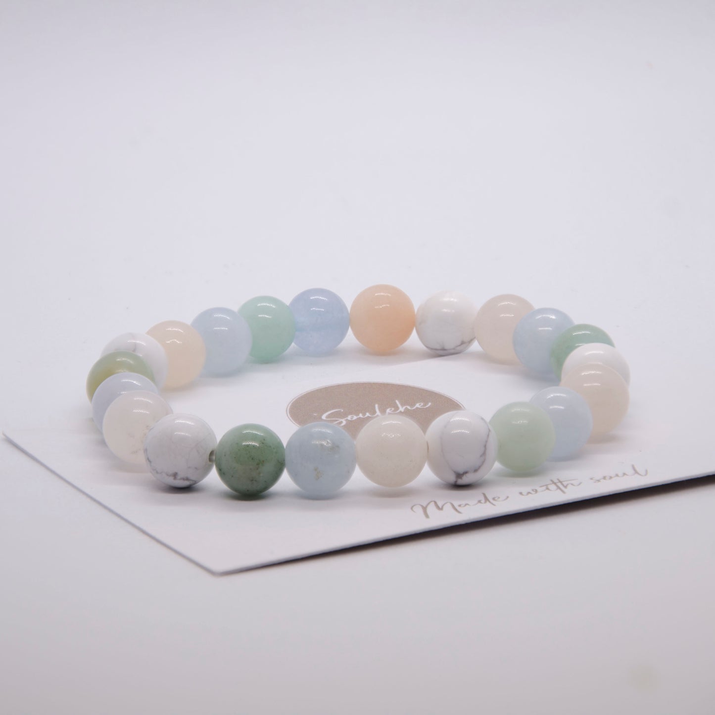 Howlite, Pink Aventurine, Amazonite, Aquamarine, Crystals, Nature Crystals, bracelet, gemstone, handmade, jewellery