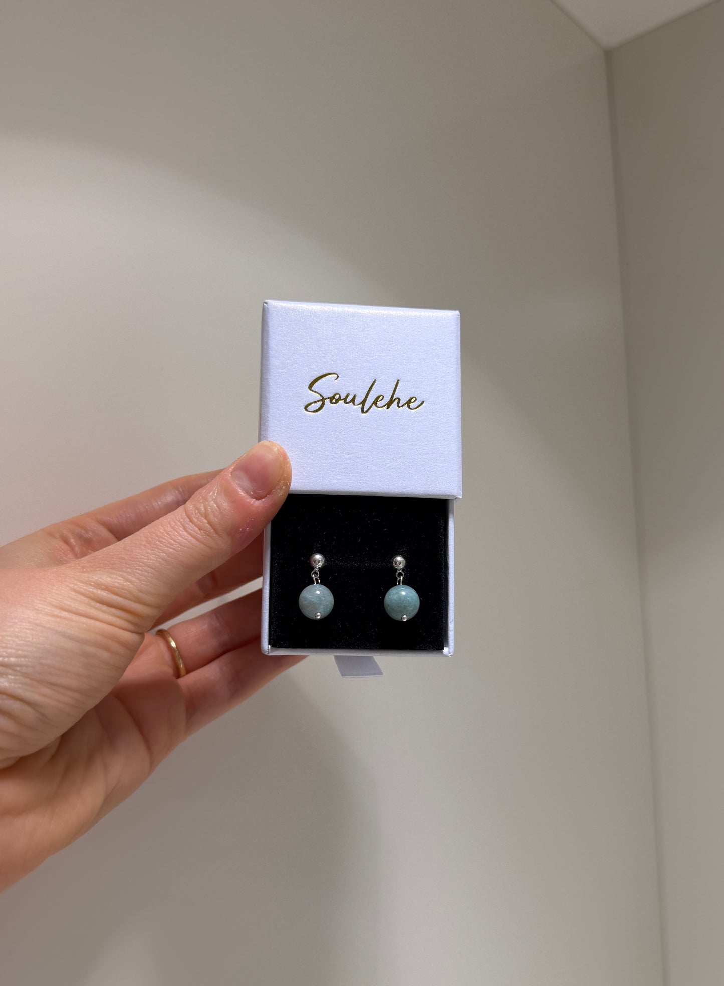 Natural Jade, earrings, 925 sterling silver, Studs 