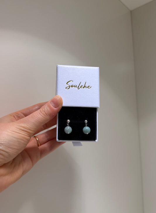 Natural Jade, earrings, 925 sterling silver, Studs 