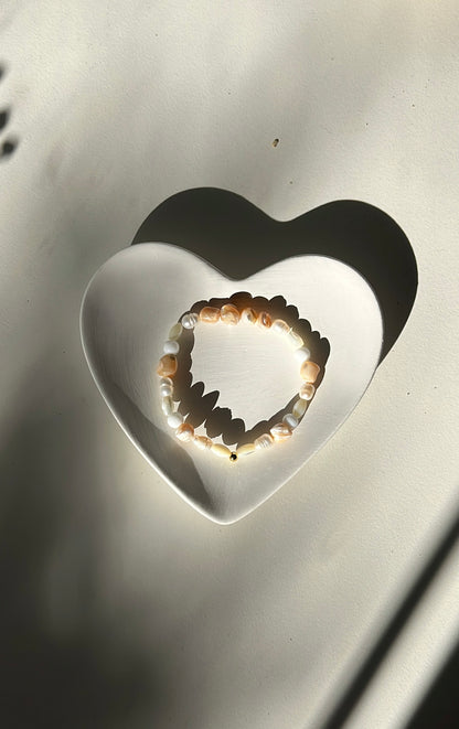 Natural Shell, Pearl, White agate bracelet gold filled  