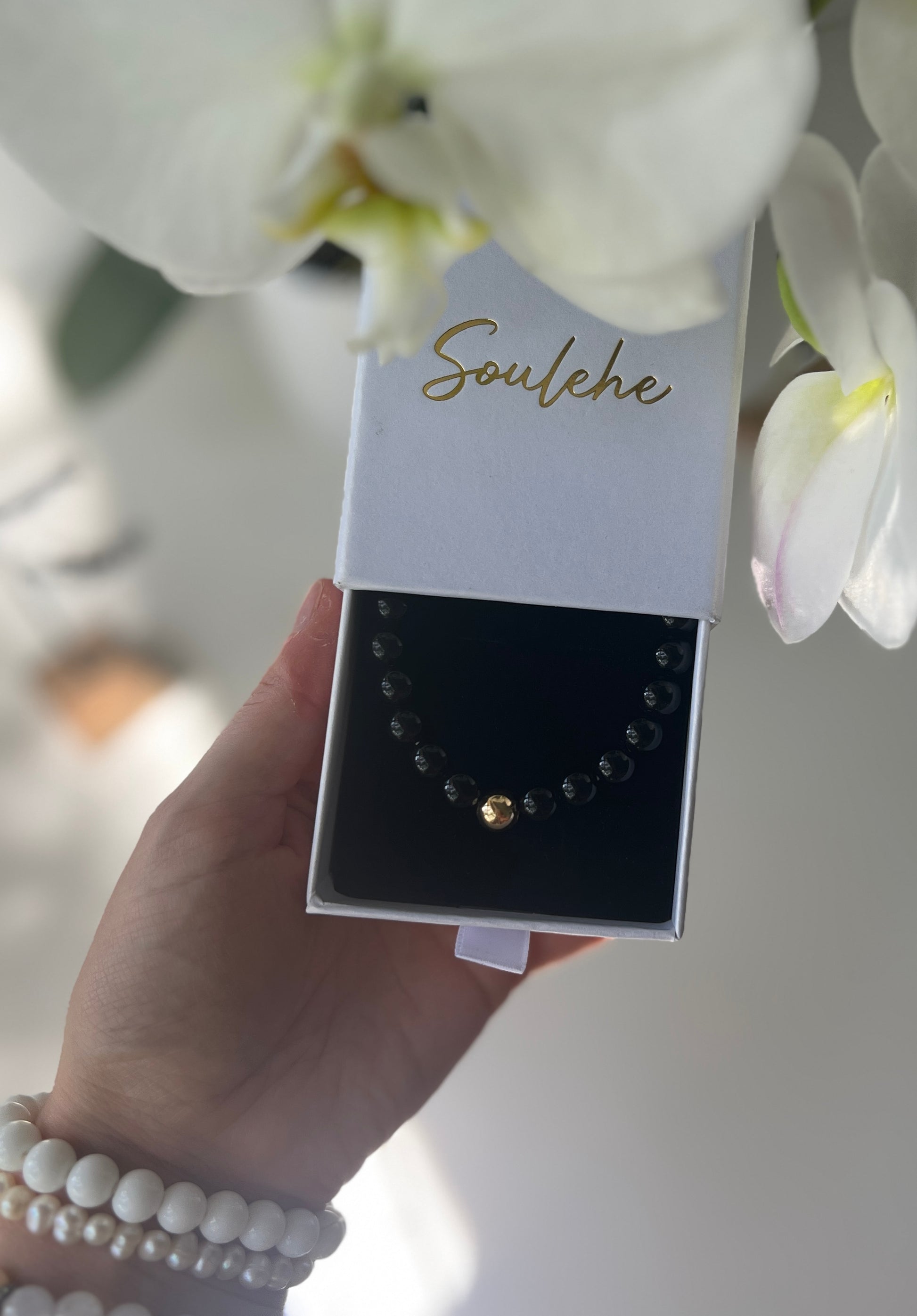 Natural crystal obsidian bracelet 