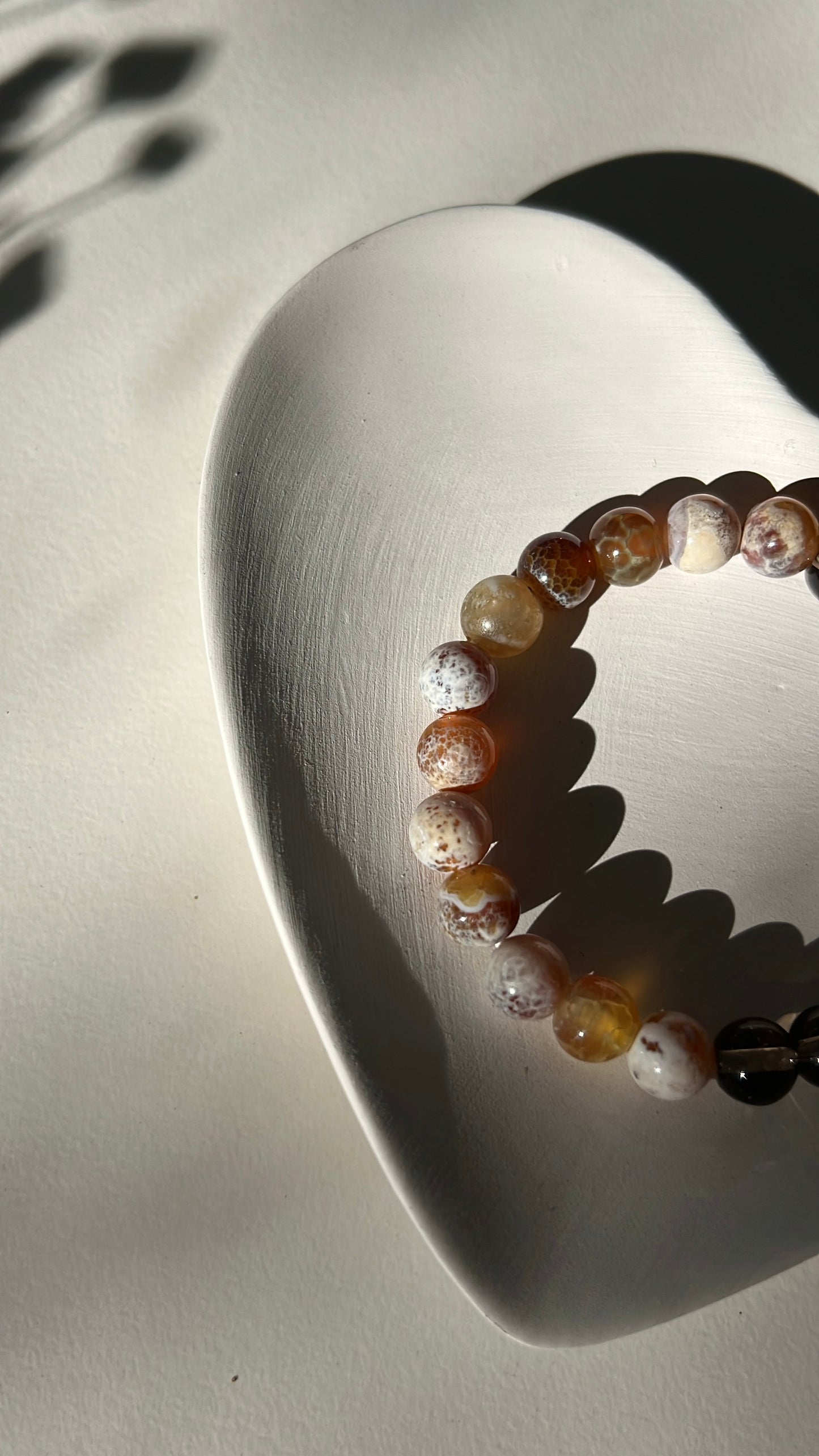 Natural stone crystal Smoky Quartz and Brown Fire Agate 