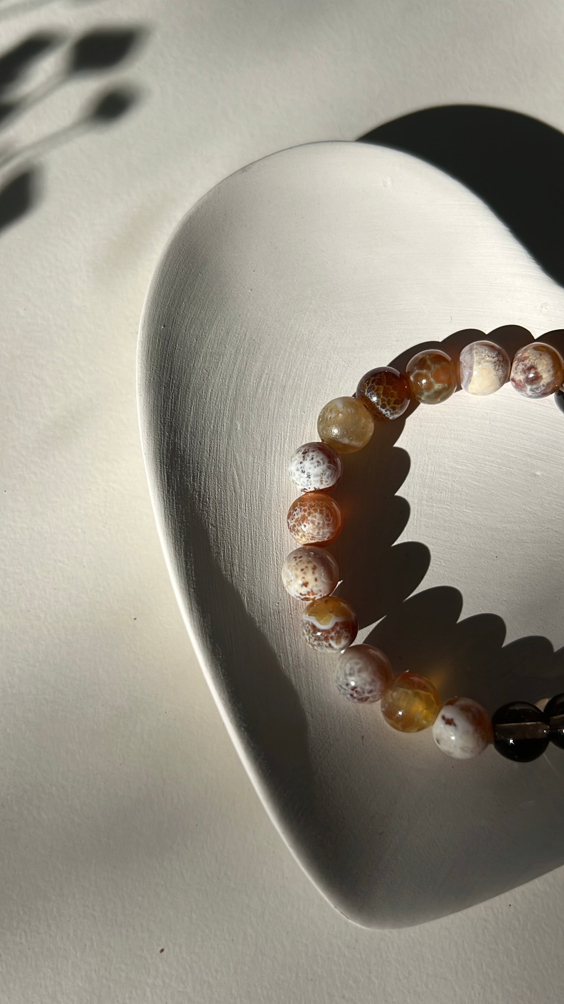 Natural stone crystal Smoky Quartz and Brown Fire Agate 