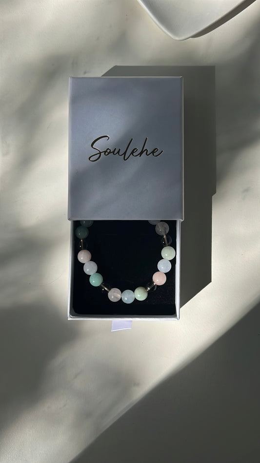 Pisces 2025 Luck Bracelet Rose quartz, Aquamarine, Amazonite, Smoky quartz