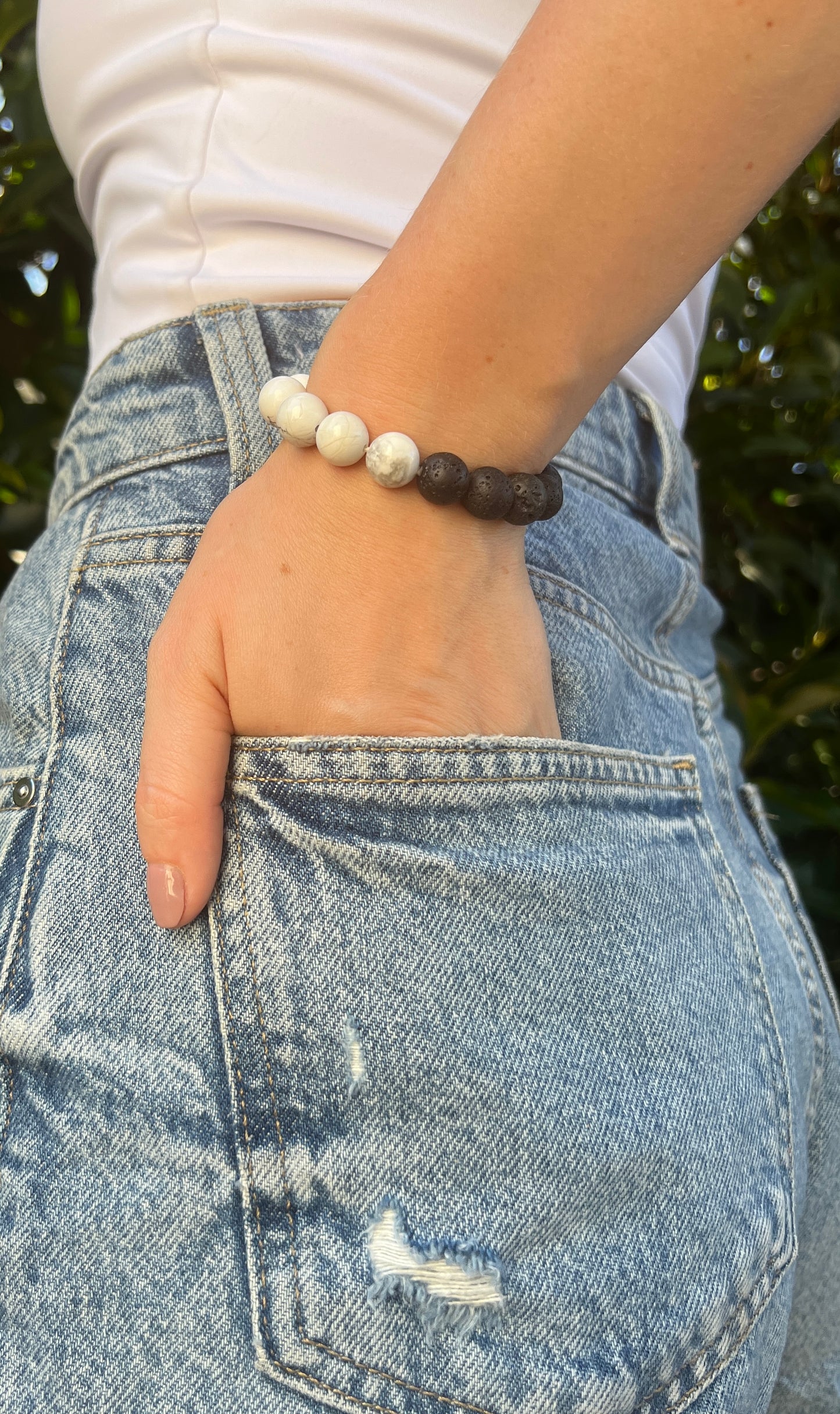 Vitality and fertility - natural crystal  Black Lava & Howlite Duality