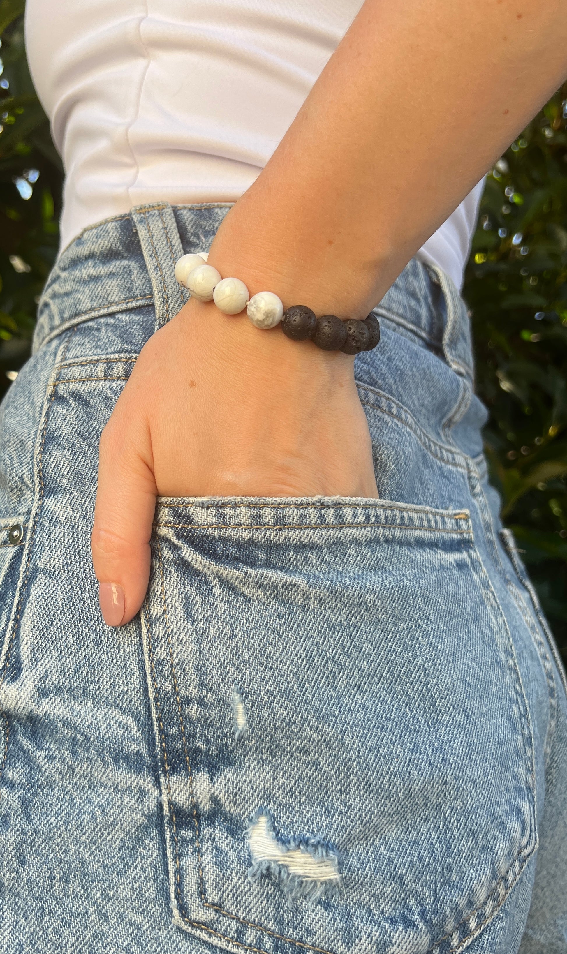 Vitality and fertility - natural crystal  Black Lava & Howlite Duality