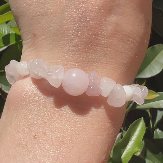 Rose Quartz Moonstone crystal natural stone bracelet 