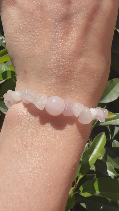Rose Quartz Moonstone crystal natural stone bracelet 