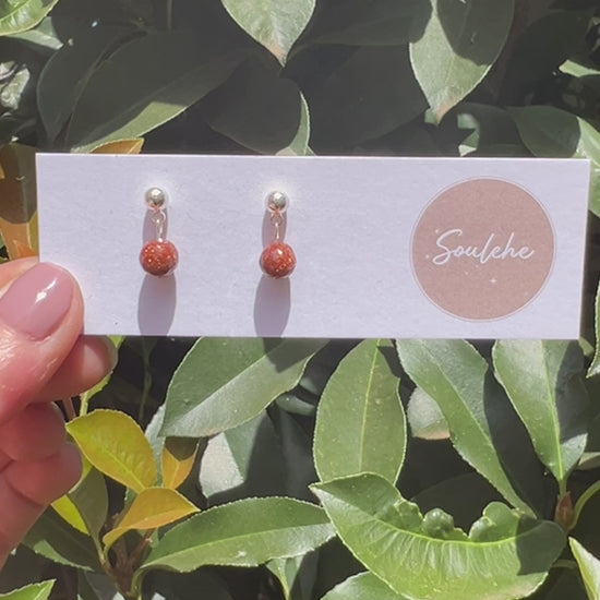 natural golden sunstone crystal stone earrings