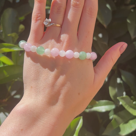 green aventurine rose quartz moonstone crystal natural stone bracelet 