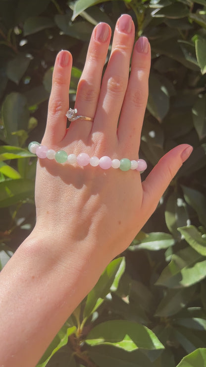 green aventurine rose quartz moonstone crystal natural stone bracelet 