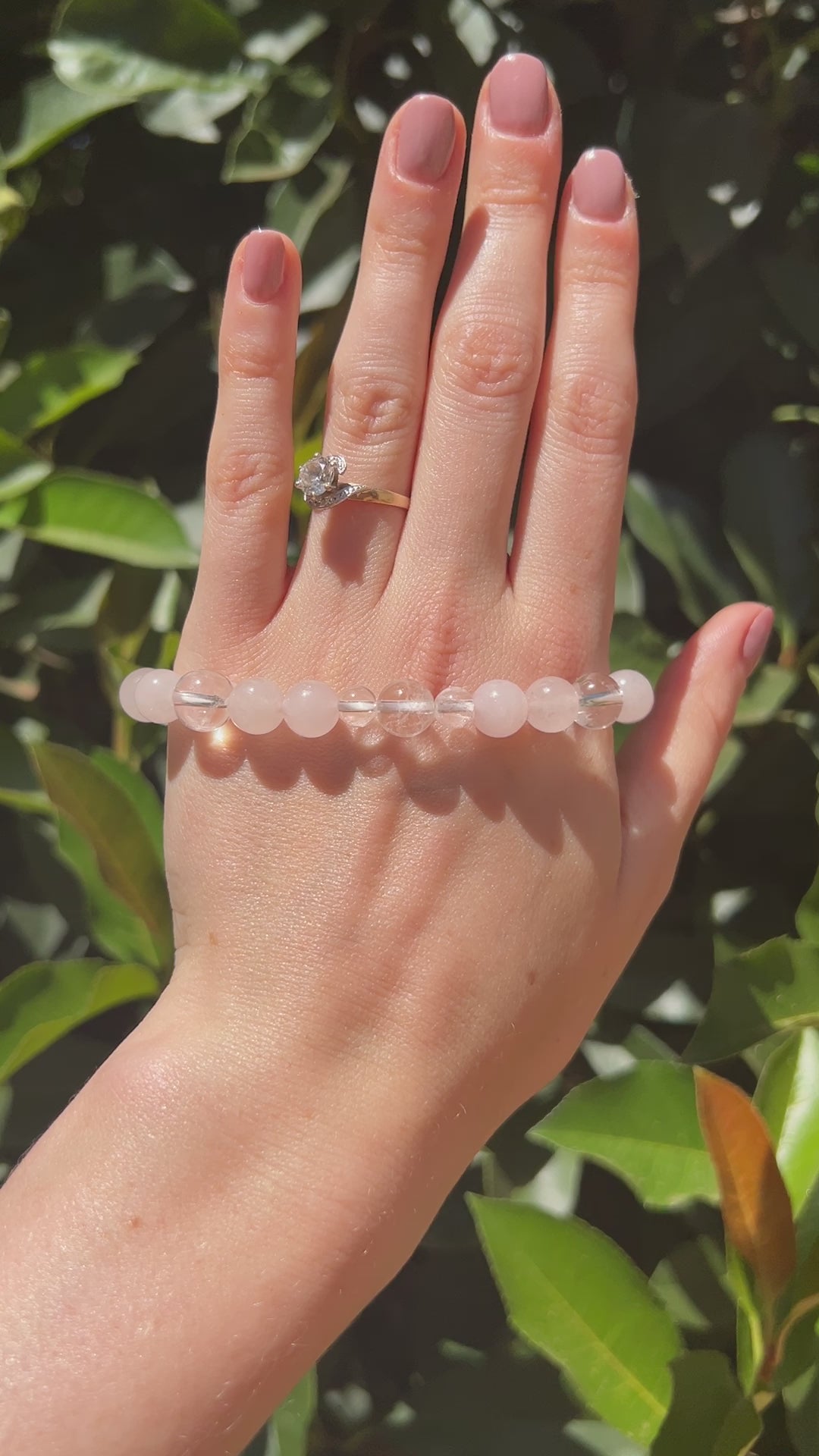 natural clear quartz rose quartz crystal stone bracelet