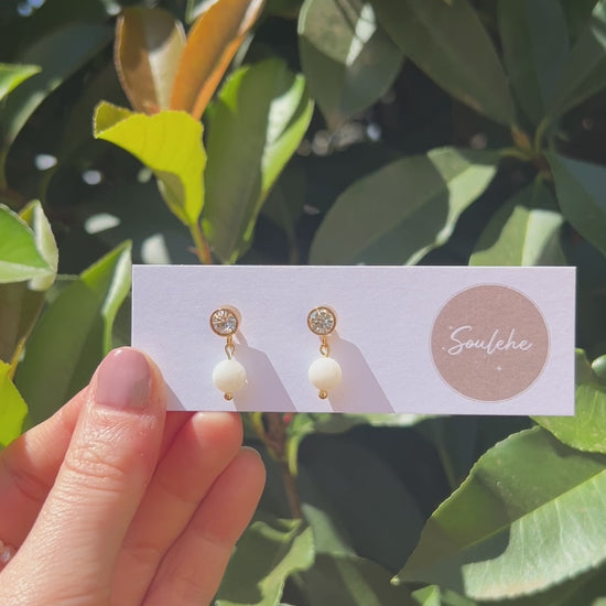 moonstone crystal natural stone earrings