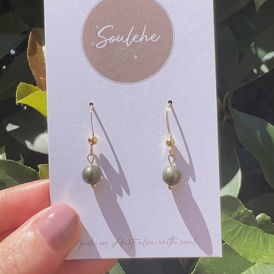 pyrite natural crystal stone earrings
