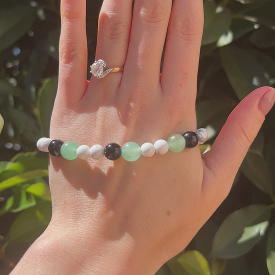green aventurine onyx howlite natural crystal stone bracelet