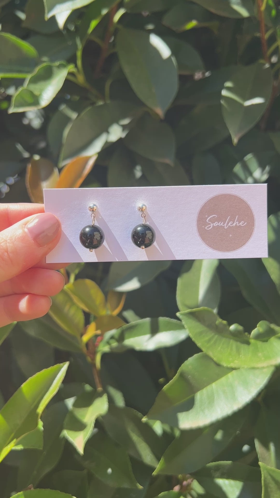 obsidian natural crystal stone earrings