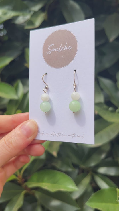 New beginnings x Fertility • Earrings • Burmese Jade & Moonstone & 925 Silver Plated