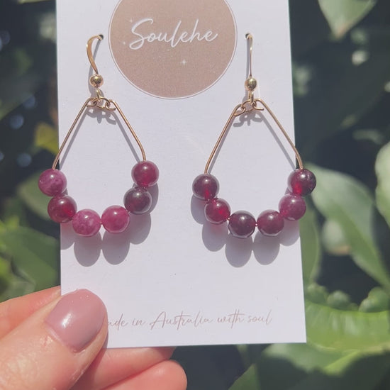 natural garnet earrings