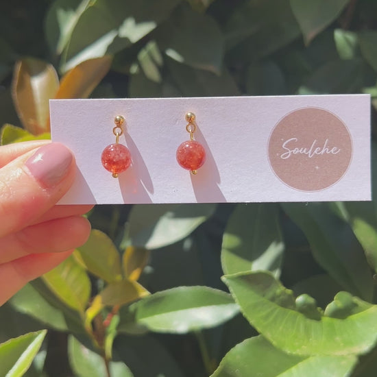 sunstone natural crystal stone earrings