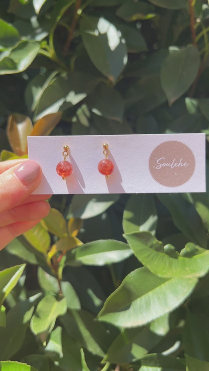 sunstone natural crystal stone earrings