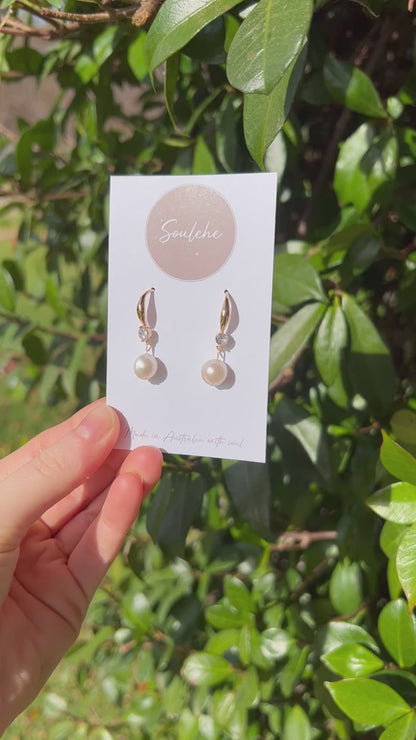 natural pearl gold earrings