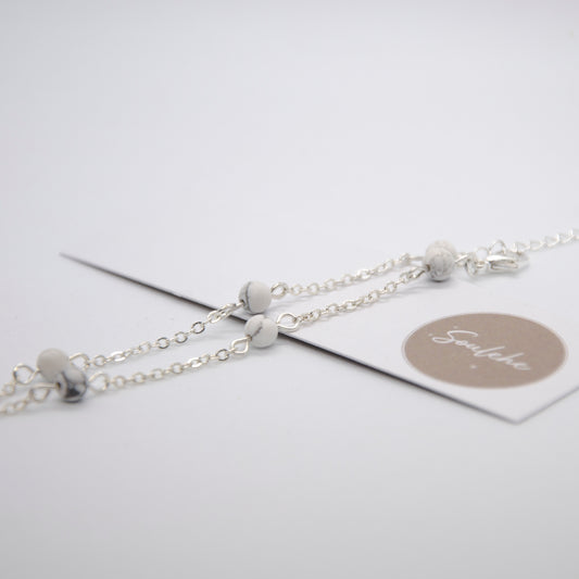 Silver Howlite Bracelet | White Howlite Bracelet | Soulehe