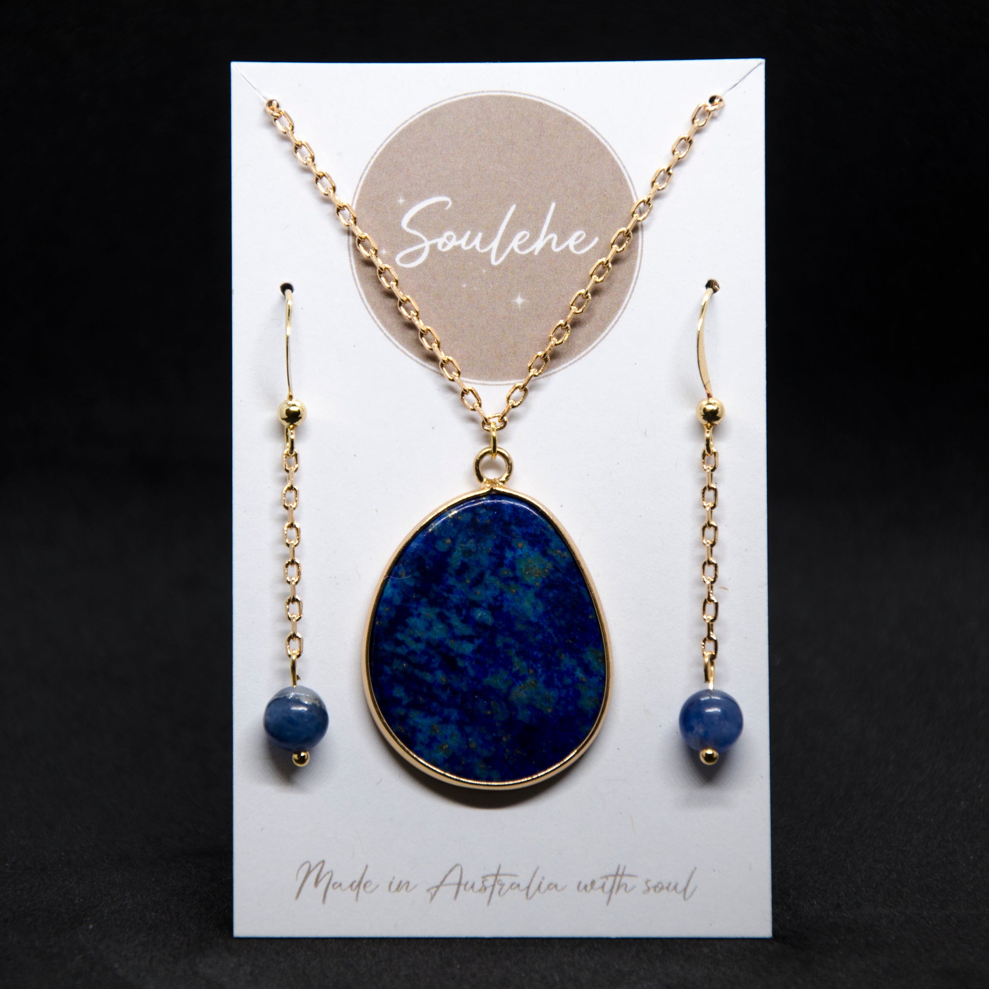 Necklace & Earrings - Lapis Lazuli & 18K Gold