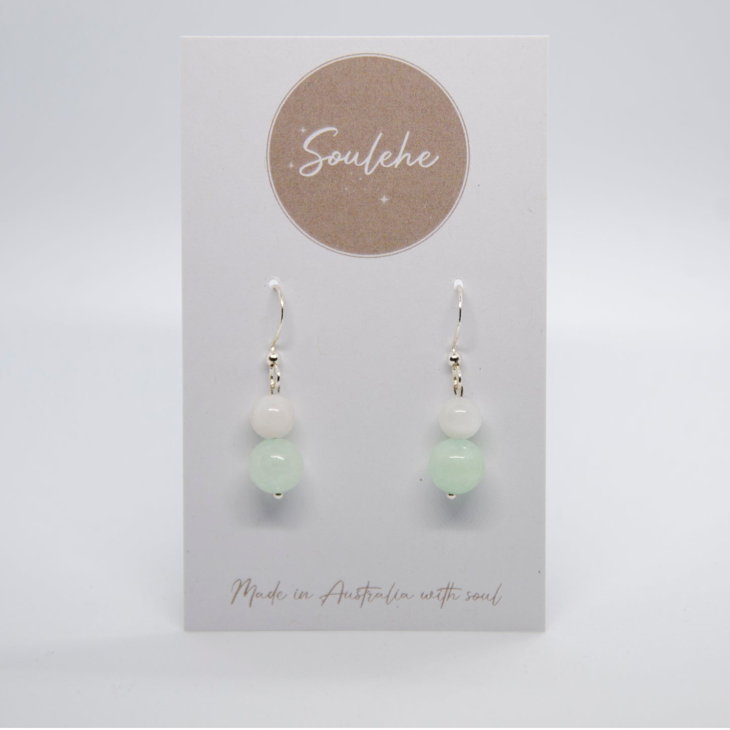 Jade & Moonstone Earrings | Burmese Jade Earrings | Soulehe