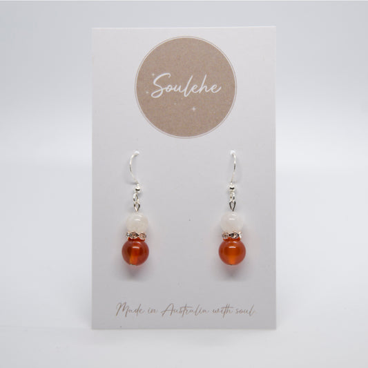 Earrings - Carnelian & Moonstone & 925 Silver