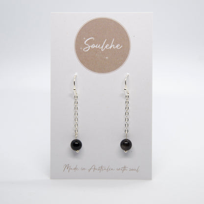 Earrings - Silver Obsidian & 925 Silver