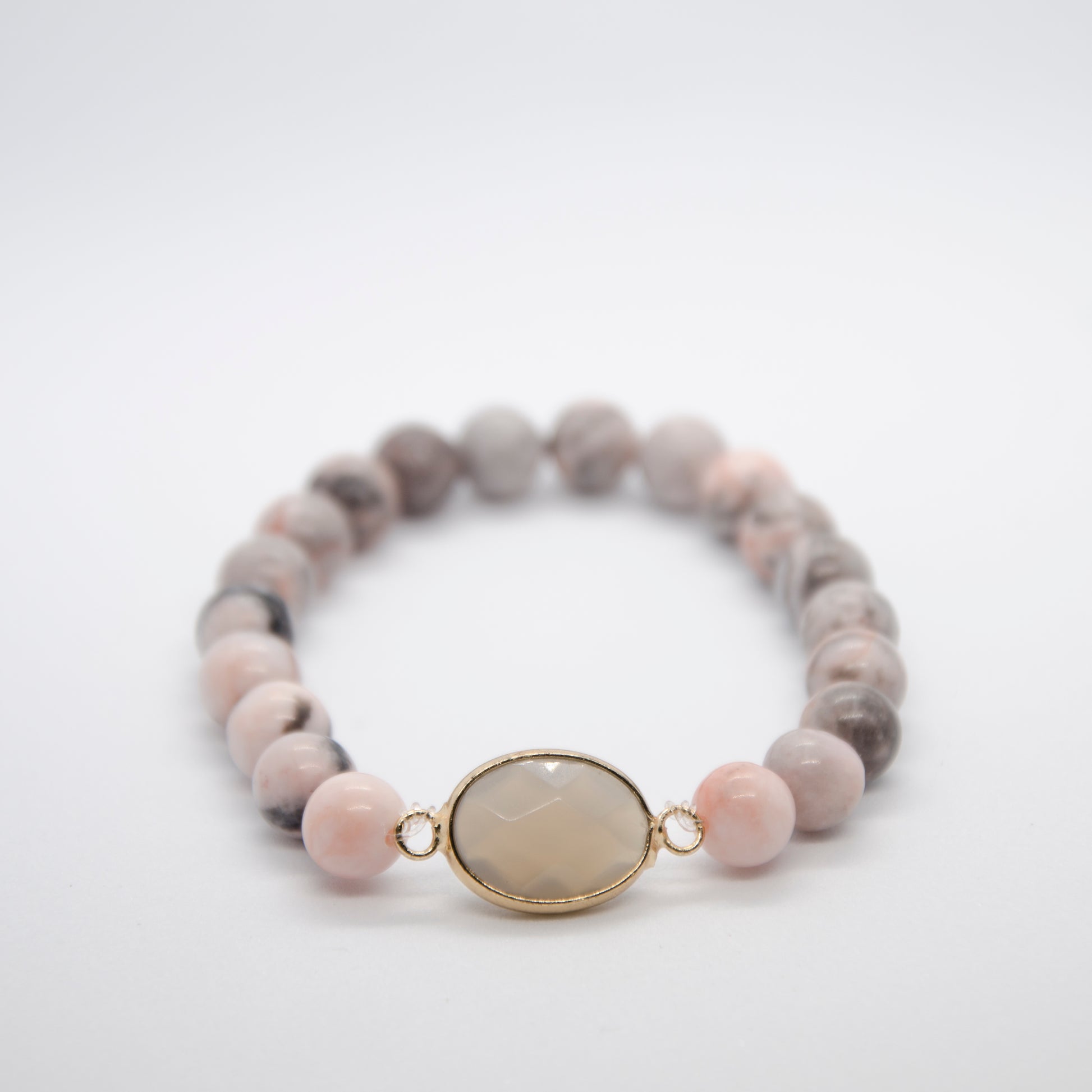 Bracelet - Pink Zebra & Grey Agate