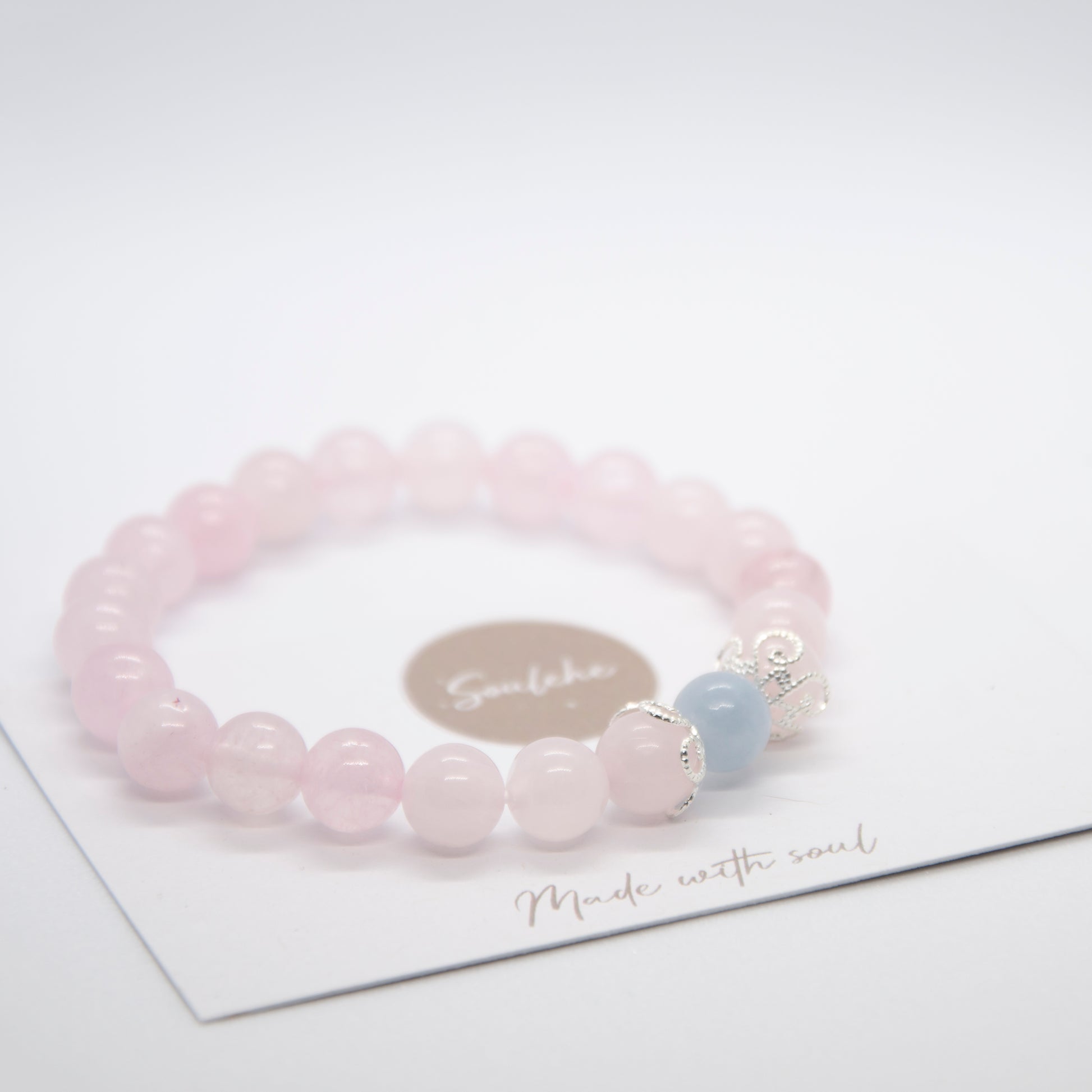 Rose Quartz & Aquamarine Bracelet | Mix Beaded Bracelet | Soulehe
