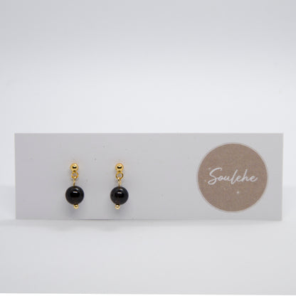 Silver Obsidian Earrings