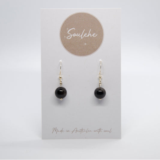 Silver Obsidian Earrings
